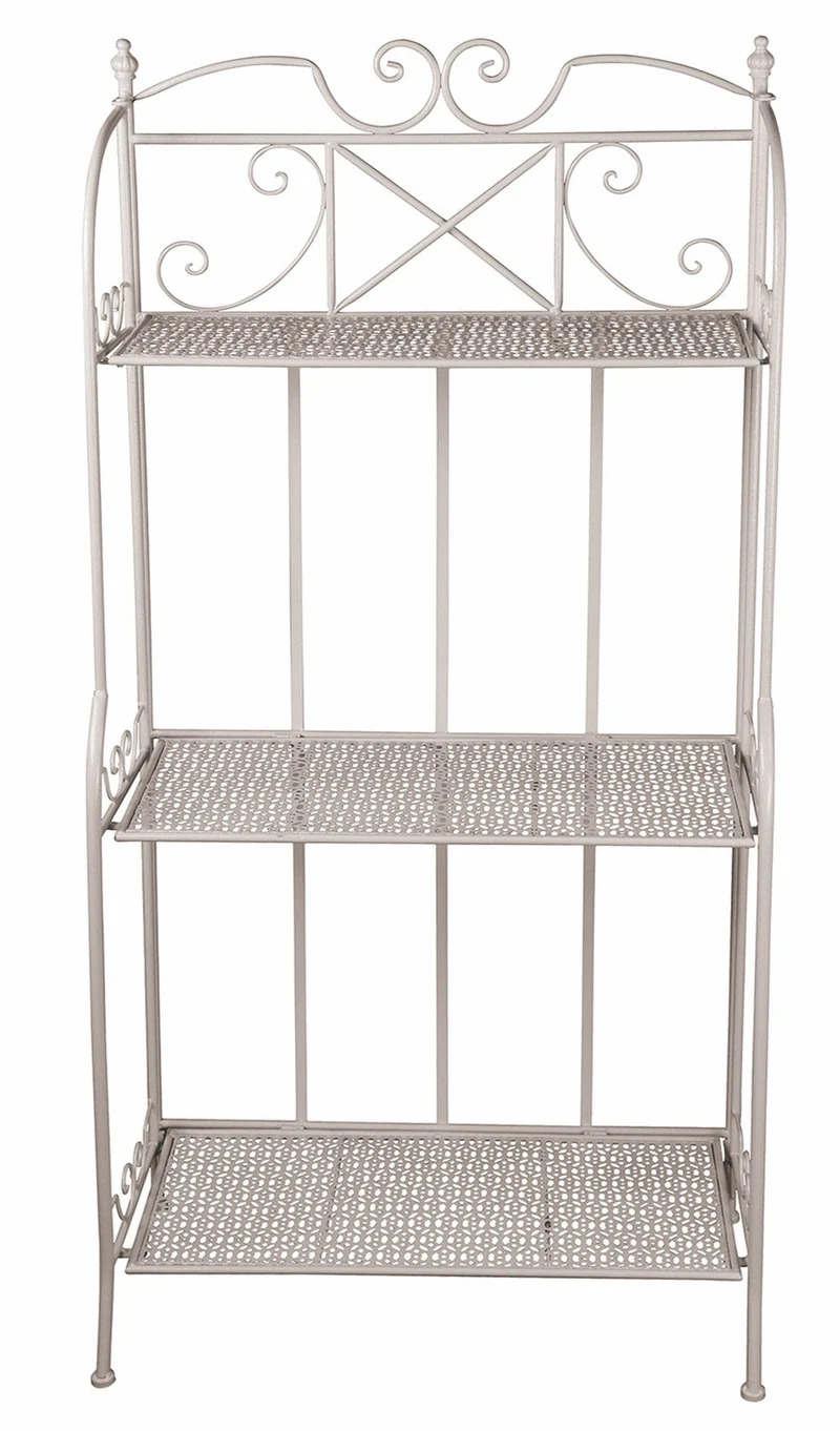 Portapiante 3 Ripiani in Ferro Battuto 62x29x128 cm Soriani Bianco