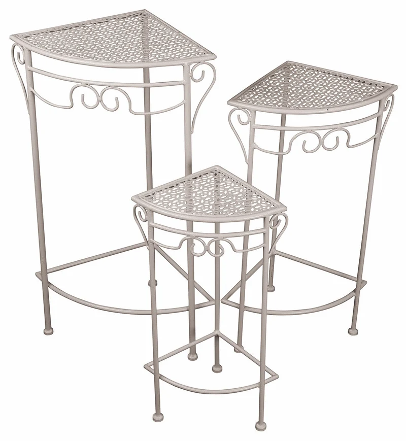 Set 3 Portapiante Angolari in Ferro Battuto Soriani Bianco