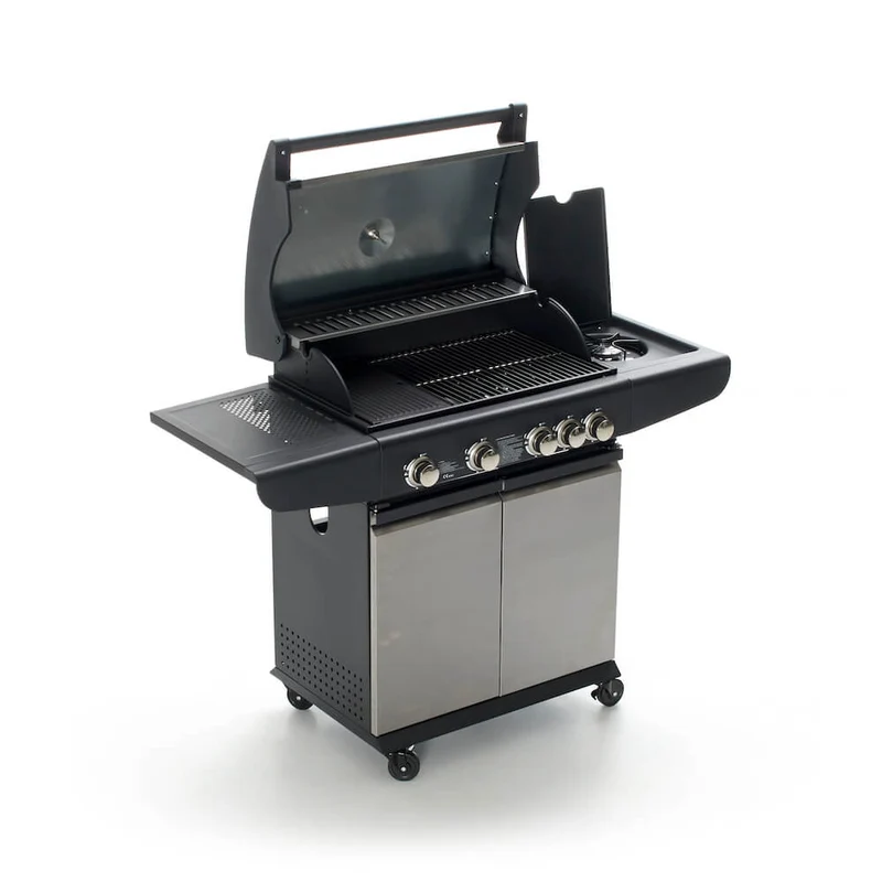 Barbecue a Gas con 4 Bruciatori Termometro e Fornello Laterale Taddei 4F Deluxe