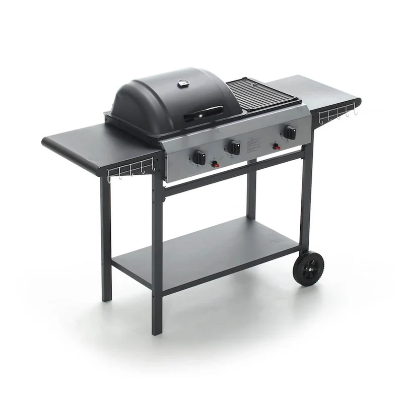 Barbecue a Gas Sistema Pietra Lavica e Ghisa con 3 Bruciatori e Termometro Taddei 3F
