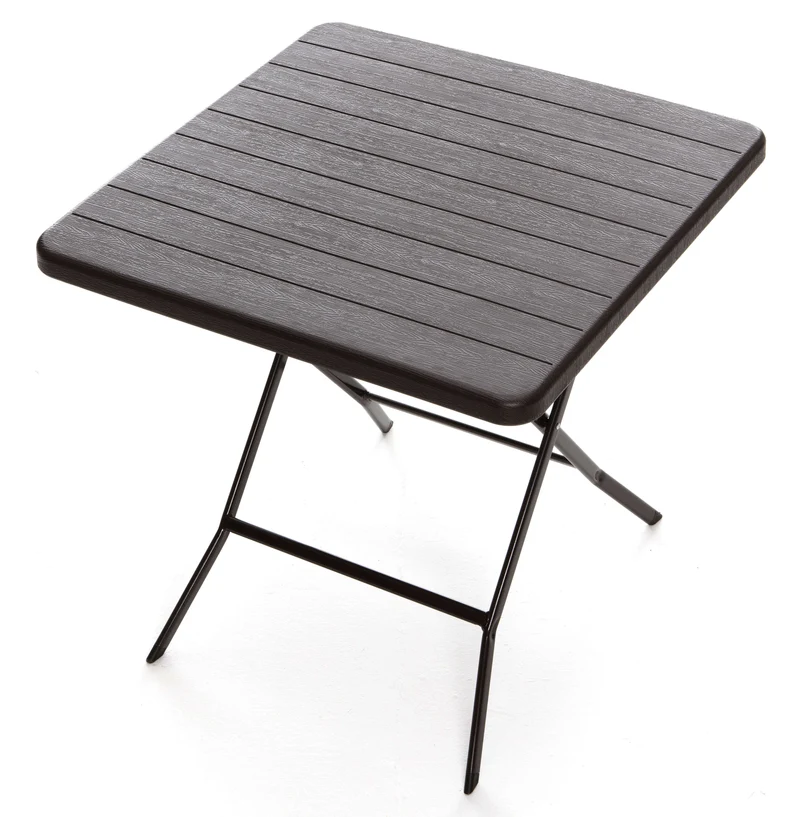 Tavolino Pieghevole da Giardino 78x78x74 cm in Acciaio Taddei Plastik Wood Marrone Scuro