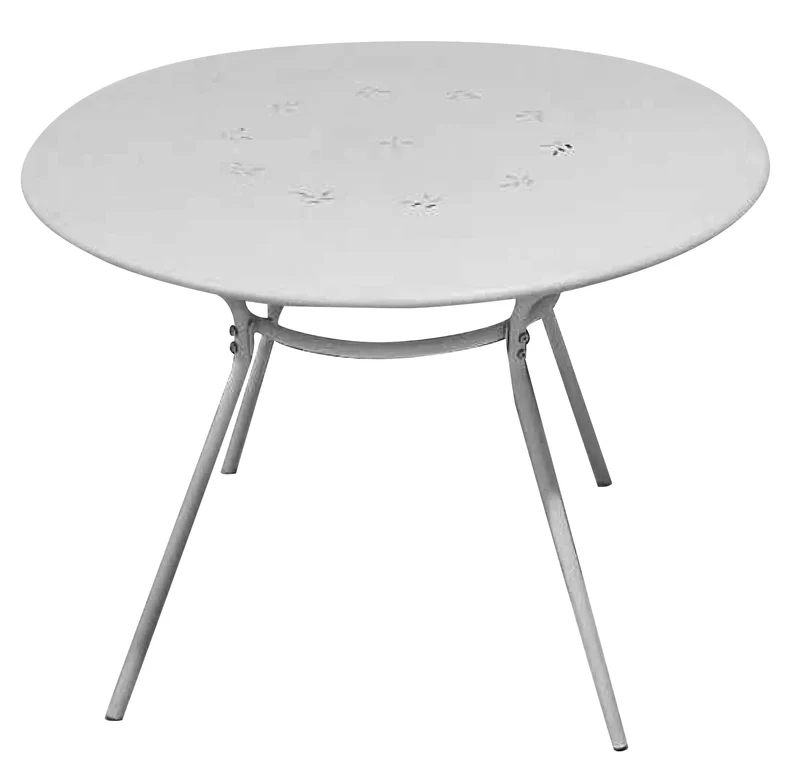 Tavolino da Giardino Ø95x71 cm in Ferro Taddei Lyon Bianco