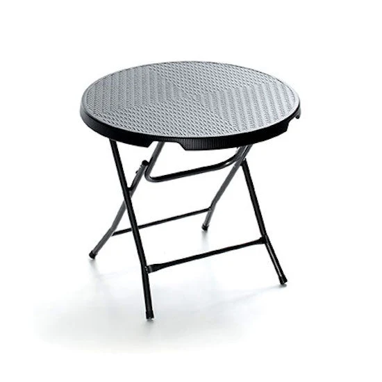 Tavolino da Giardino in Ferro Taddei Plastik 80 Rattan Grigio