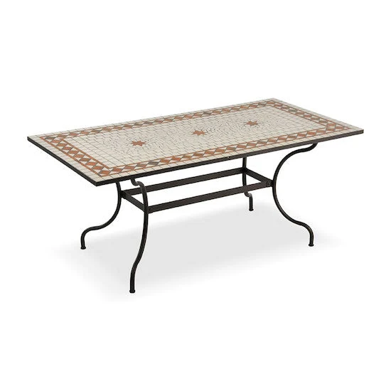 Tavolo da Giardino Rettangolare in Ferro con Piano in Ceramica a Mosaico Taddei Ares 200