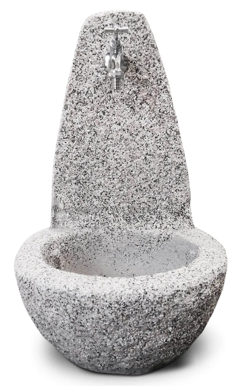 Fontana da Giardino Senza Rubinetto in Cemento Granulato di Marmo Cuneo Bianco/Nero