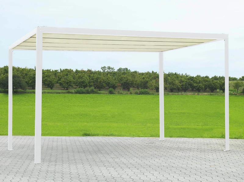 Pergola da Giardino 3x3m in Alluminio Telo Retrattile Elettrico Bianco