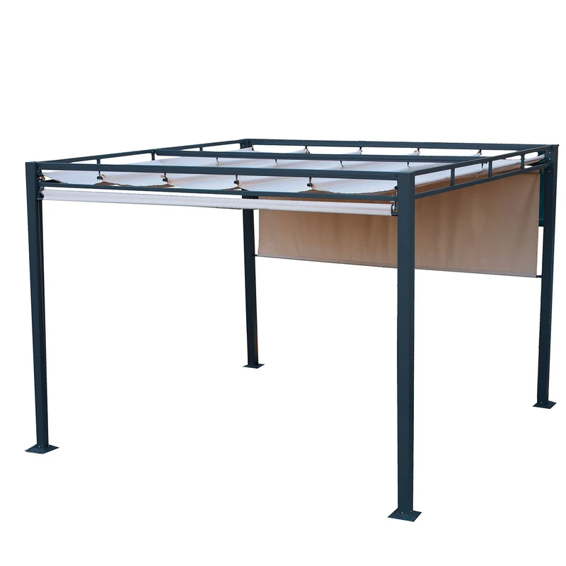 Pergola da Giardino 3x3m in Acciaio Maine Nero e Beige