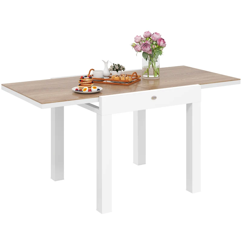 Tavolo da Pranzo da Giardino Allungabile 80-160 cm in Alluminio e in PSPC Bianco