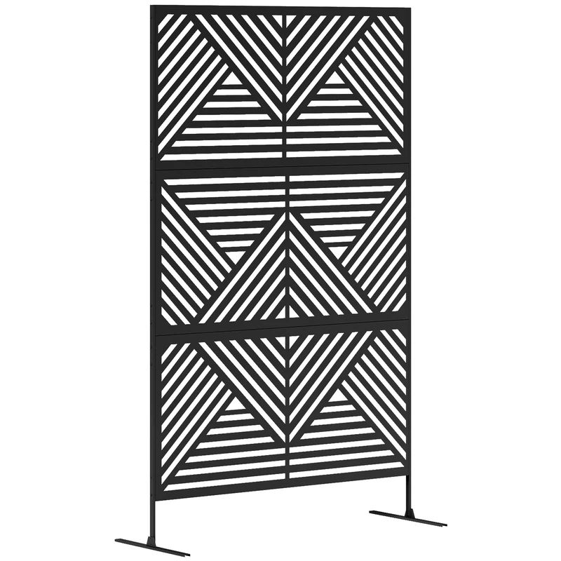 Separé Divisorio da Esterno Decorativo 122x45x198 cm con Traliccio per Rampicanti Nero