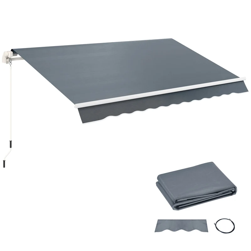 Telo di Ricambio Tenda Parasole Retrattile 282x250 cm in Poliestere Anti UV 50+ Grigio
