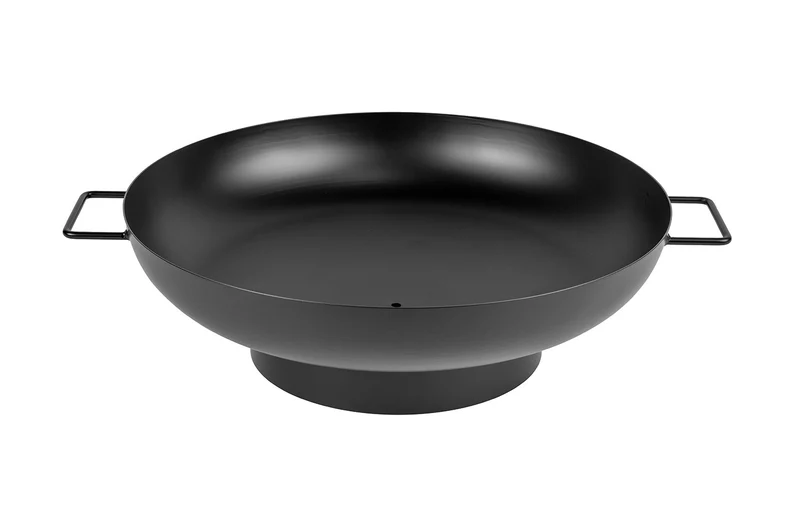 Braciere a Legna Ø55x17 cm Elegante con Manici in Acciaio Nero Alta Temperatura