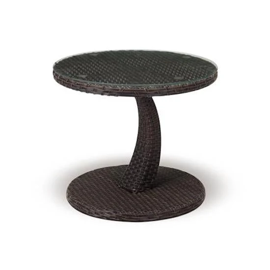 Tavolino da Giardino in PVC Rattan con Piano in Vetro Taddei Mizar Marrone