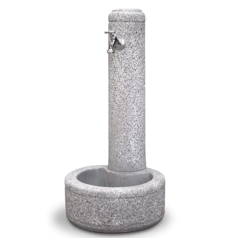 Fontana da Giardino Senza Rubinetto in Cemento Granulato di Marmo Collegno Bianco/Nero