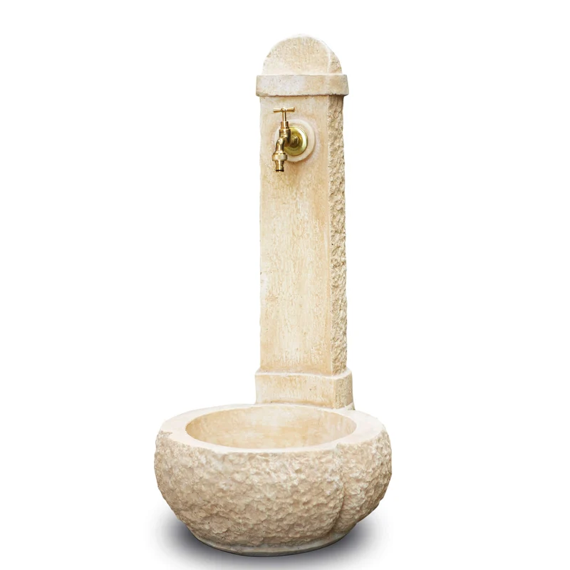 Fontana da Giardino Senza Rubinetto in Cemento Granulato di Marmo Catania Nocciola