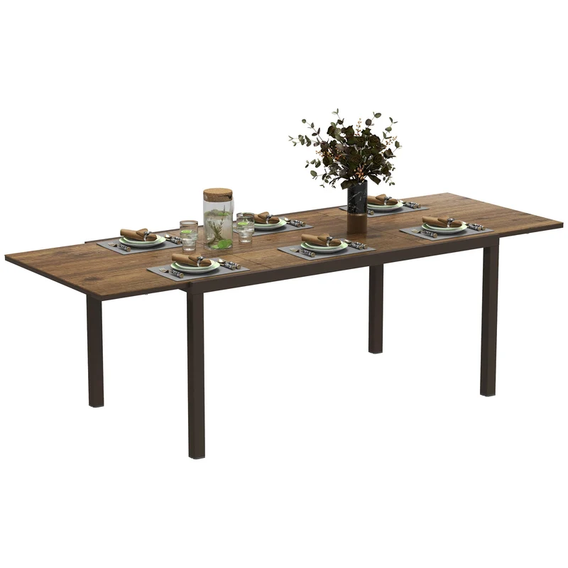 Tavolo da Giardino 160-240x90x74 cm per 6-8 Persone Piano Effetto Legno