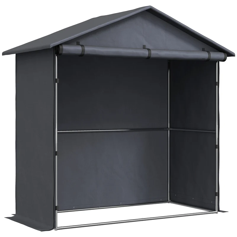 Tenda Garage per Bici e Moto Capanno da Giardino con Porta Avvolgibile 112x200x200 cm Grigio Scuro