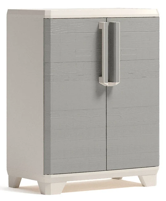 Armadio da Esterno 1 Ripiano 68x39x97H cm in Plastica Keter Wood Grain Basso Beige