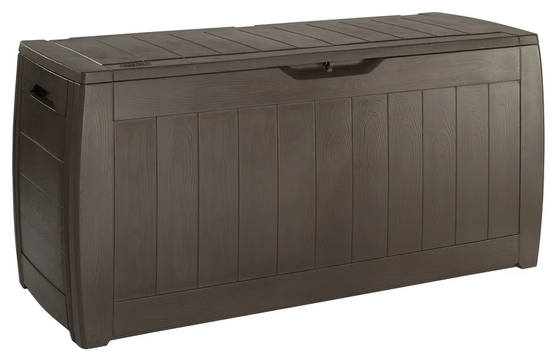 Baule Cassapanca da Esterno 117,5x57,3x45 cm in Resina Effetto Legno Keter Hollywood Marrone