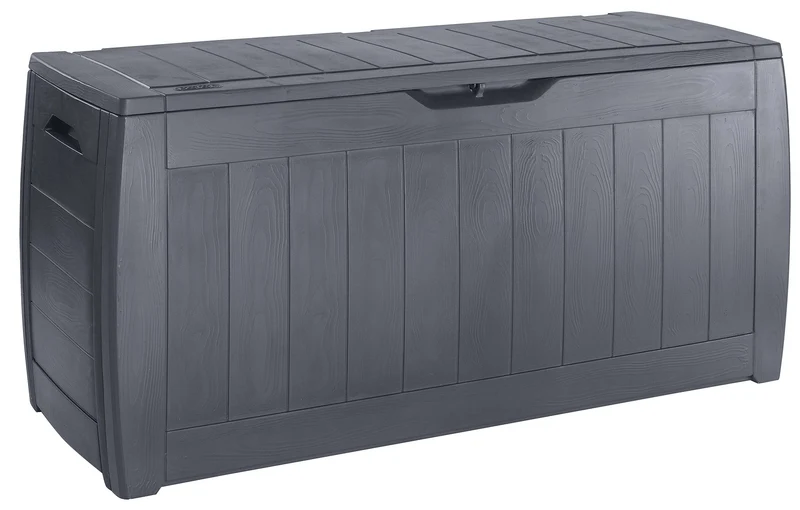 Baule Cassapanca da Esterno 117,5x57,3x45 cm in Resina Effetto Legno Keter Hollywood Antracite