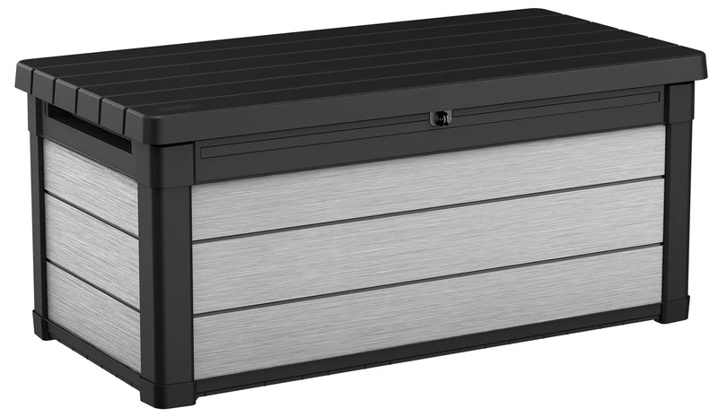 Baule Cassapanca da Esterno 122,9x62,1x54,5 cm in Resina Effetto Legno Keter Denali Grigio