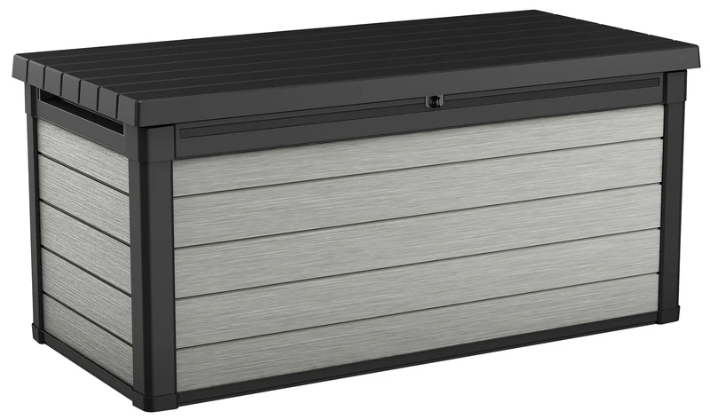 Baule Cassapanca da Esterno 151x72,5x70 cm in Resina Effetto Legno Keter Denali Grigio