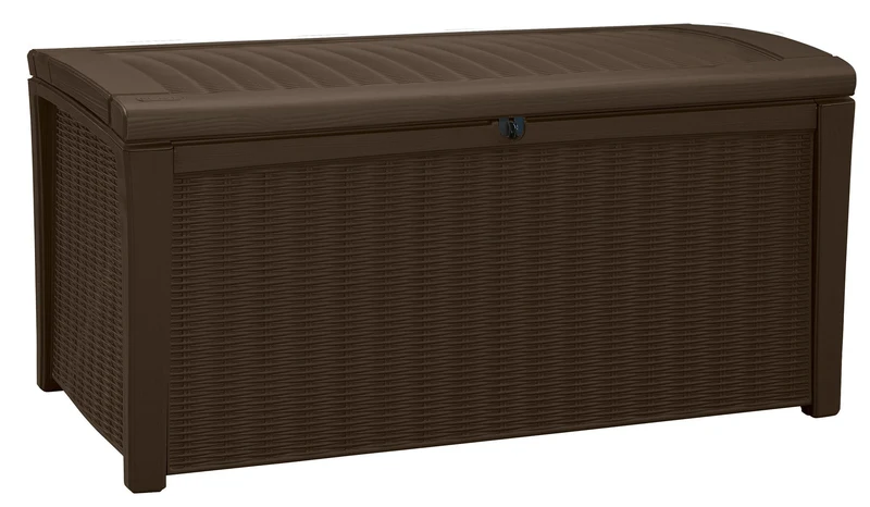 Baule Cassapanca da Esterno 130x63x70 cm in Resina Effetto Rattan Keter Borneo Marrone