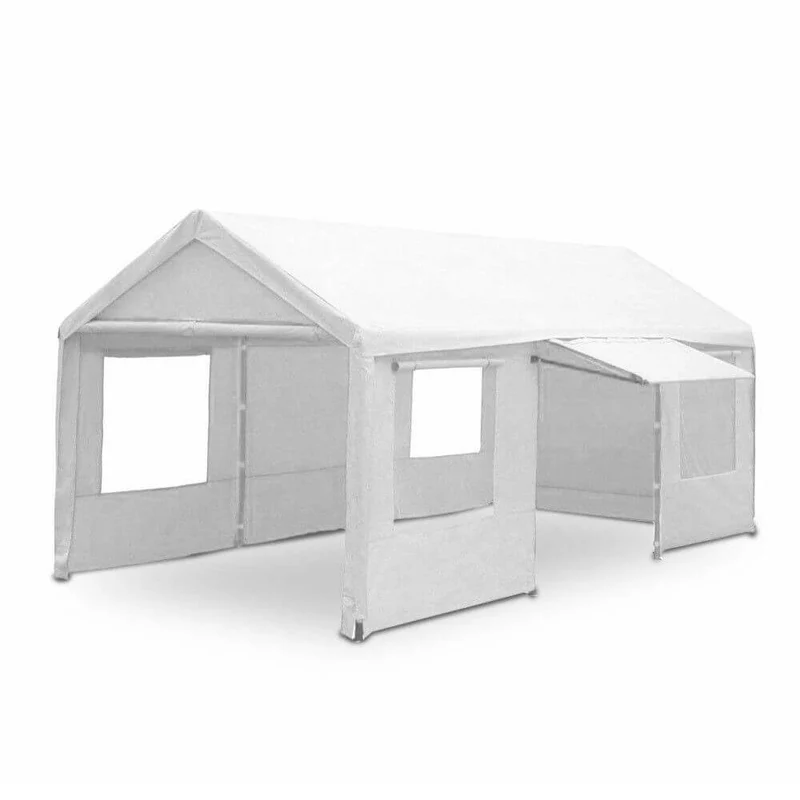 Tendostruttura Garage 3x6m con Tetto e Teli Laterali Bianco