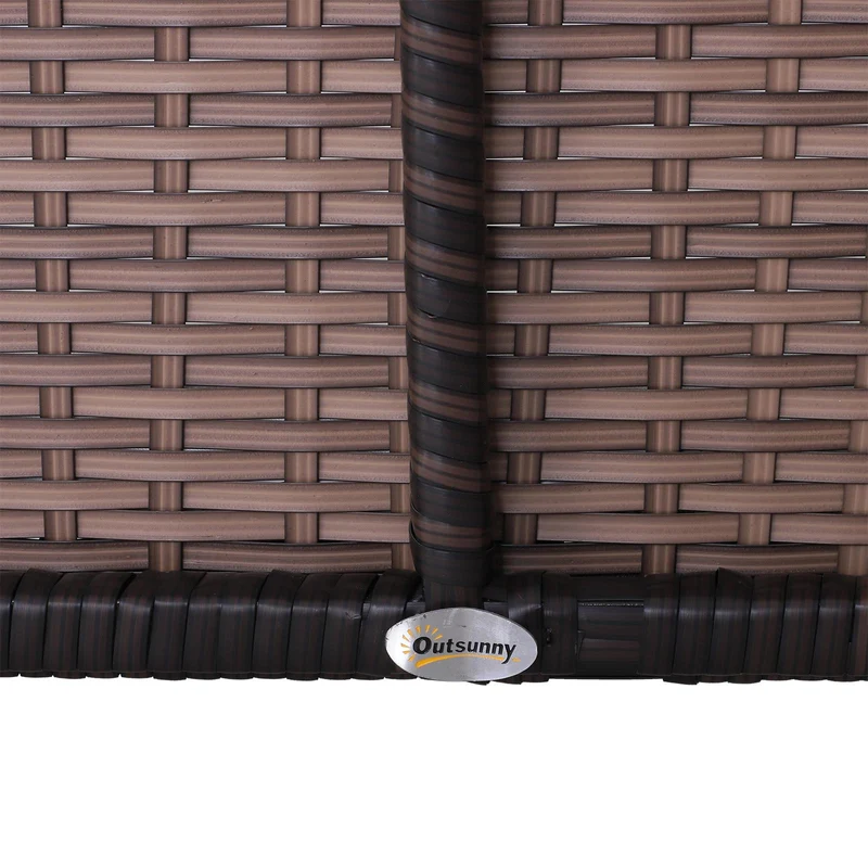 Set Salotto da Giardino in Rattan Sintetico Divano con Tetto e Tavolino Marrone e Bianco