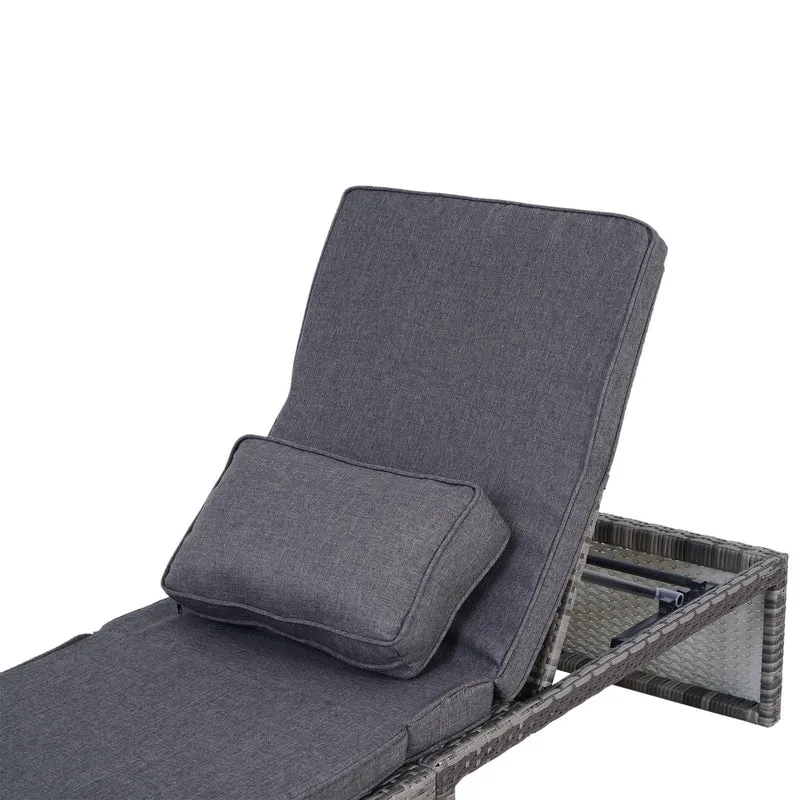 Divanetto da Esterno Trasformabile in Lettino in Rattan Sintetico con Cuscini Grigio