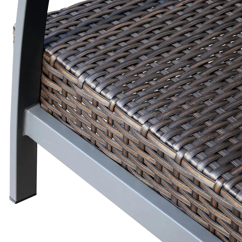 Set Salotto da Giardino in Rattan Sintetico Divano e Poltrone con Cuscini Marrone e Beige
