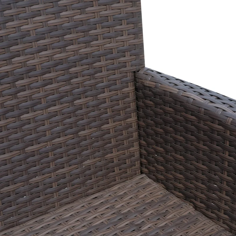 Set Salotto da Giardino Divano 2 Posti Tavolino e Cuscini in Rattan Sintetico Marrone 63x133x84 cm