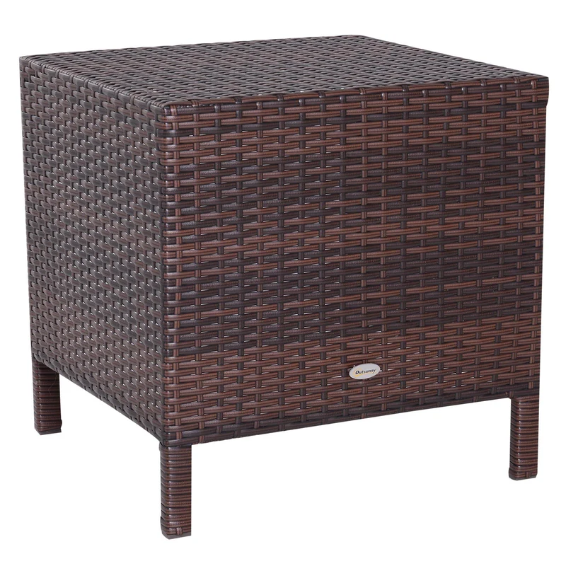 Set 3 Tavolini da Giardino in Rattan Sintetico Marrone