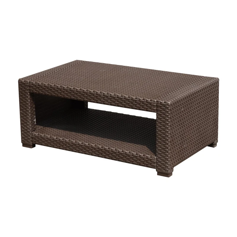 Tavolino da Giardino in Rattan Sintetico Marrone 93x56x38.5 cm