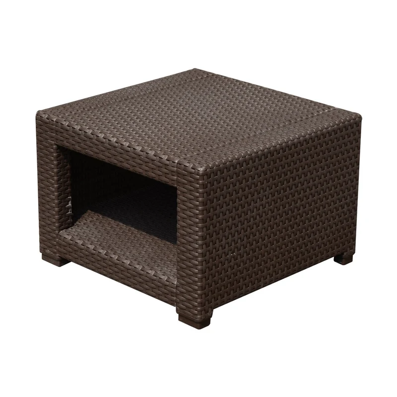 Tavolino da Giardino in Rattan Sintetico Marrone 56x56x44.5 cm