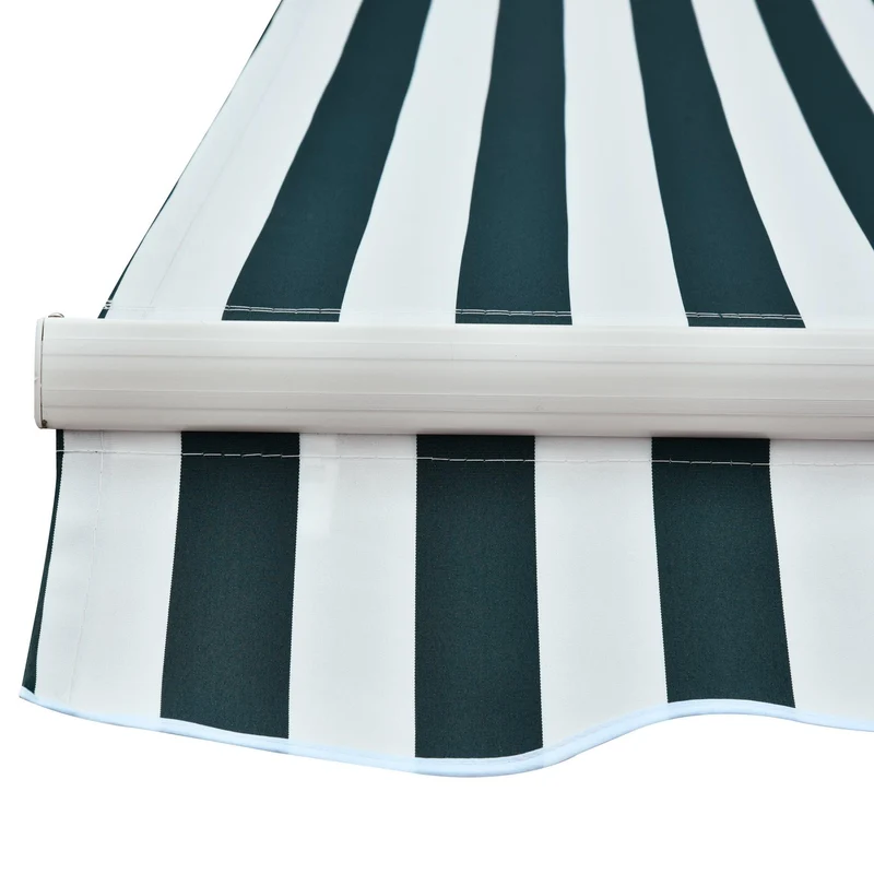 Tenda da Sole Avvolgibile a Parete 295x250 cm in Metallo e Poliestere Verde/Bianco