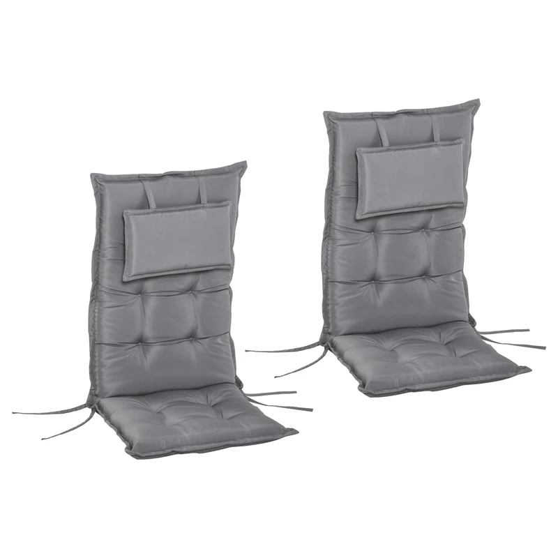Set 2 Cuscini per Poltrona da Giardino 50x129x9 cm in Poliestere Grigio Scuro