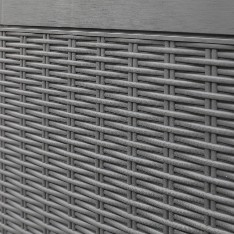 Cassapanca Baule da Esterno 122x54,5x62,5 cm Effetto Rattan Grigia
