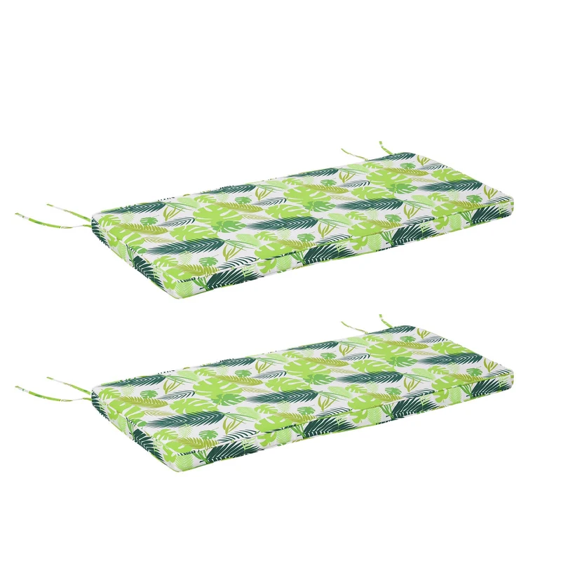 Set 2 Cuscini per Dondolo e Panchine 120x50x5 cm in Poliestere Verdi