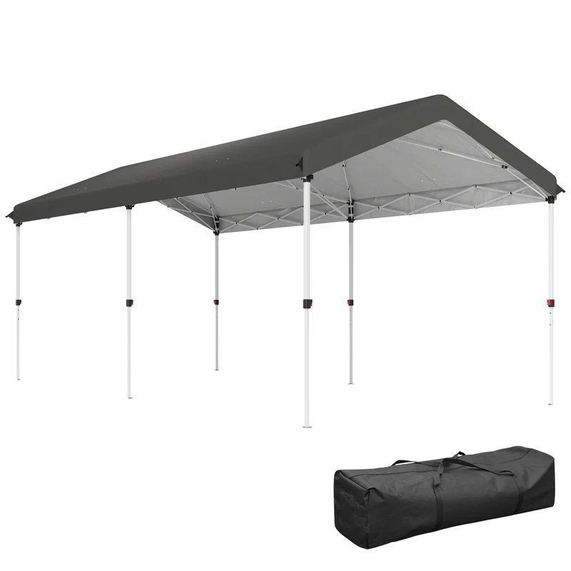Gazebo Pieghevole Pop Up 584x297,5x272 cm UPF50+ e Altezza Regolabile Grigio Scuro