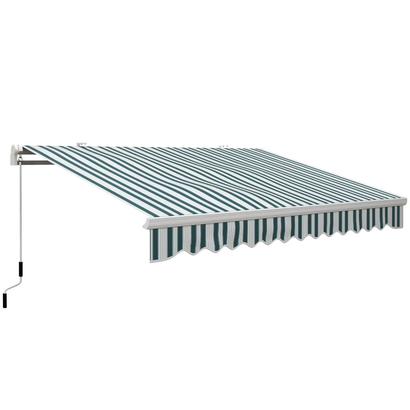 Tenda da Sole a Bracci 395x245 cm Avvolgibile a Manovella Verde e Bianco