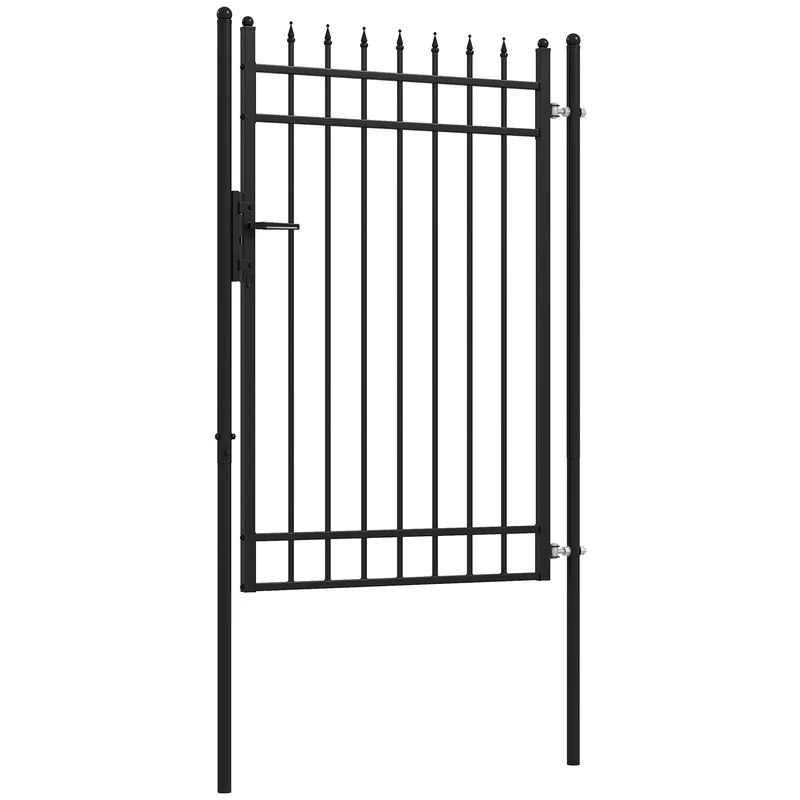 Cancello da Giardino di Sicurezza con Serratura 107x204 cm in Acciaio Zincato Nero