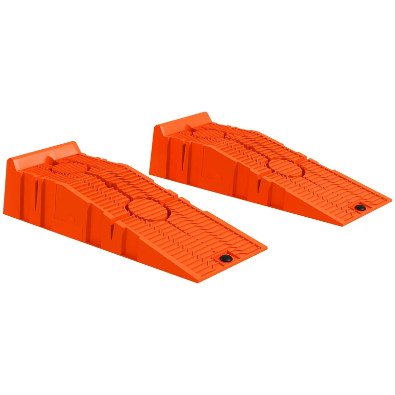 Set 2 Rampe per Auto 91x30x21 cm con Carico Massimo 5 Tonnellate in Plastica Arancione