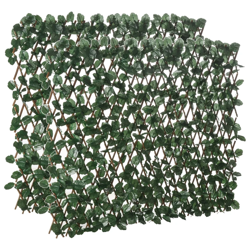 Arella Siepe Sintetica Artificiale a 2 Sezioni 200x100 cm da 356 Foglie di Edera Verde e Marrone