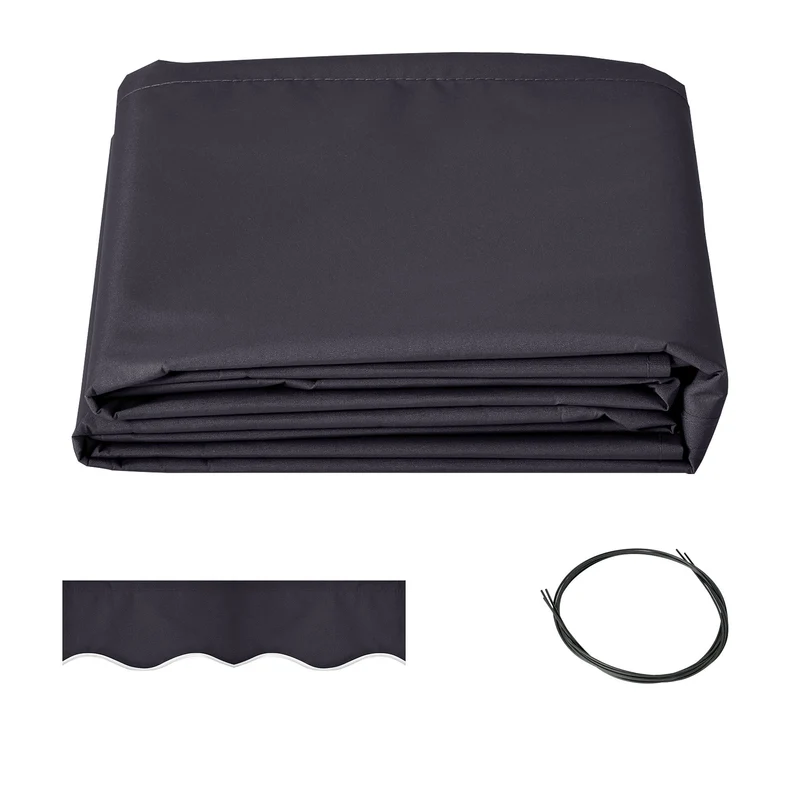 Telo di Ricambio per Tenda a Bracci Retrattile 347x290 cm in Poliestere Anti UV Grigio