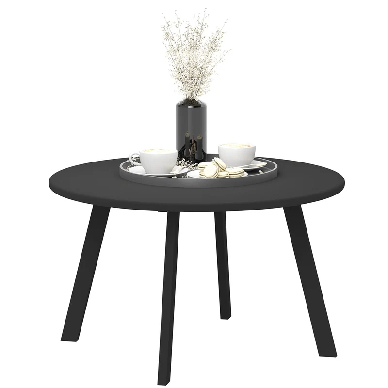 Tavolino da Giardino Rotondo in Stile Industriale Ø70x42 cm in Metallo Nero