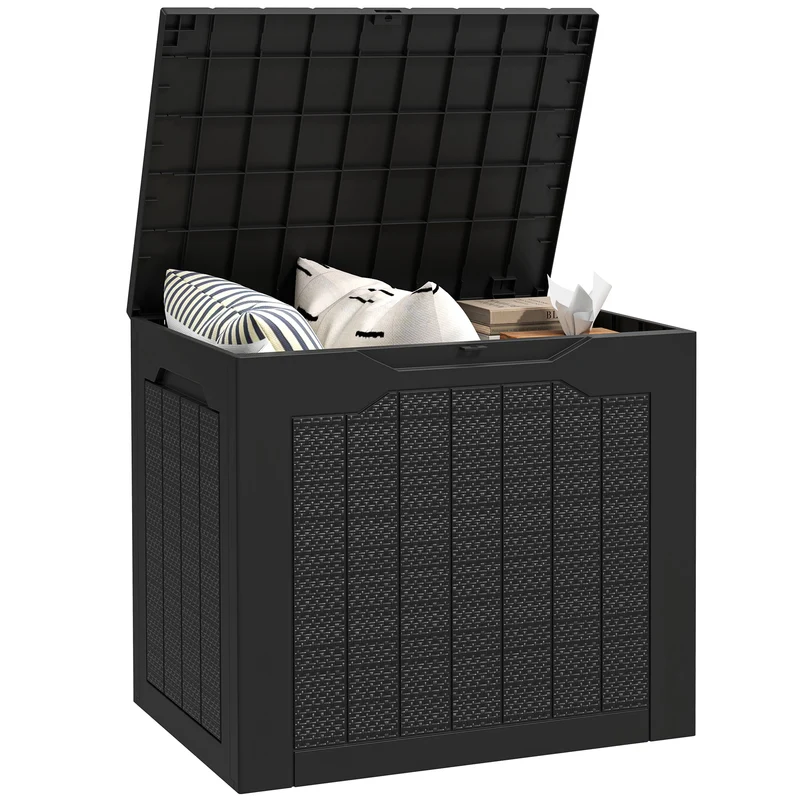 Baule Porta Attrezzi da Esterno 56x41x50 cm Impermeabile Nero