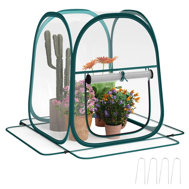 Mini Serra Pop Up 70x70x80 cm Pieghevole in Acciaio e Plastica