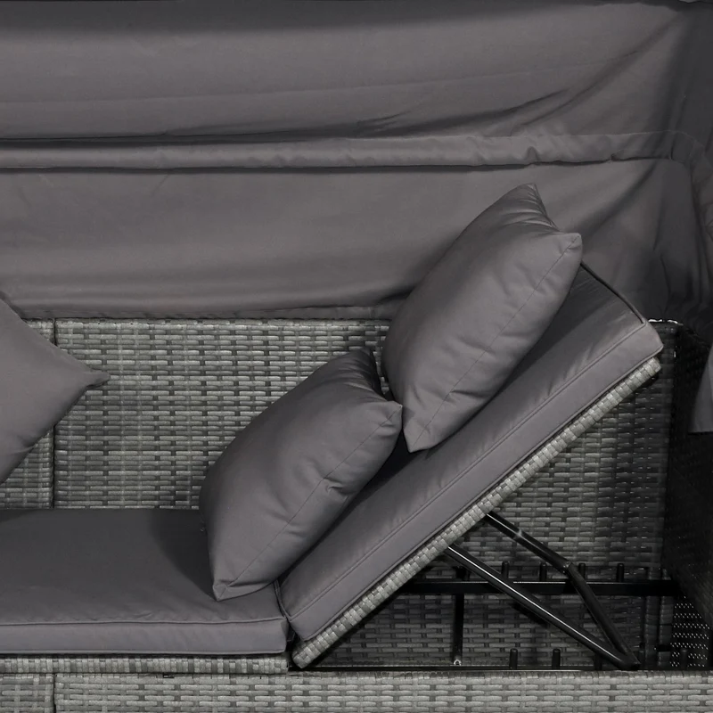 Set Salotto da Giardino Divano 2 Poltrone e Tavolino in Rattan Grigio