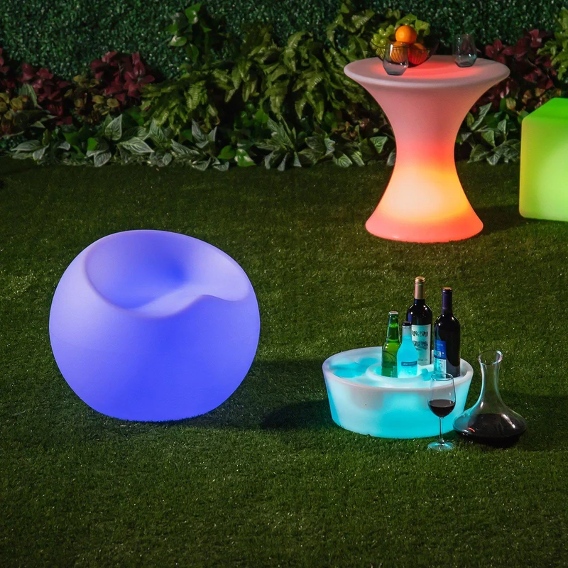 Pouf Poltrona Luminosa da Giardino con LED e Telecomando 45x40x39 cm Bianco
