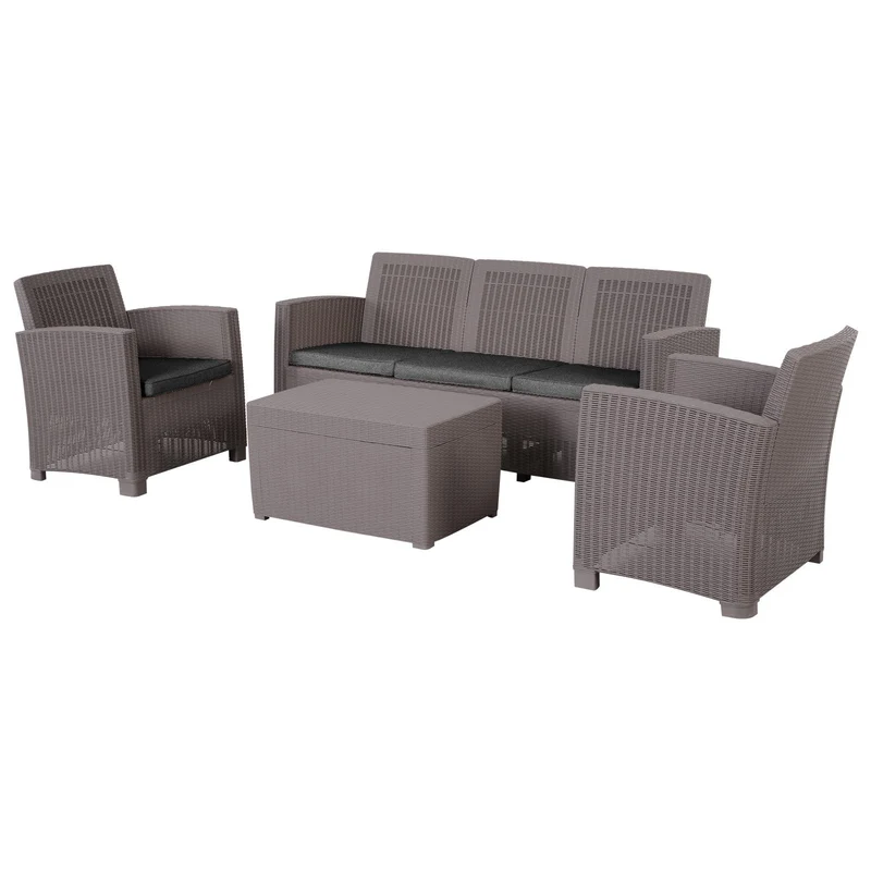 Set da Giardino Divano 2 Poltrone 1 Tavolino Friendly Grigio